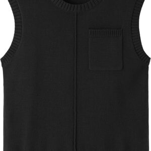 Totatuit Women's Crew Neck Sleeveless Sweater Vest with Pockets 2025 Trendy Ribbed Knit Casual Pullover Tank Tops S-XXL