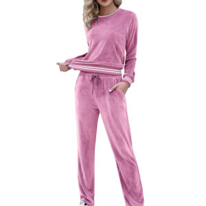 Totatuit Women's Sweatsuit Set Velour Long Sleeve and Pants Sport Sweat Suits 2 Piece Tracksuits Outfits with Pocket S-XXL