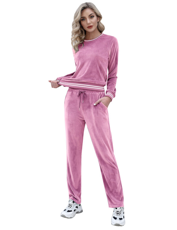 Totatuit Women's Sweatsuit Set Velour Long Sleeve and Pants Sport Sweat Suits 2 Piece Tracksuits Outfits with Pocket S-XXL