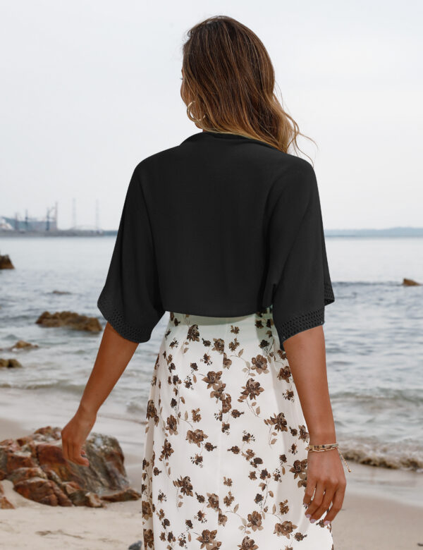 Totatuit Women's Short Sleeve Bolero Shrug for Dresses Open Front Knit Cropped Cardigan Loose Sheer Cardigan Sweater - Image 5