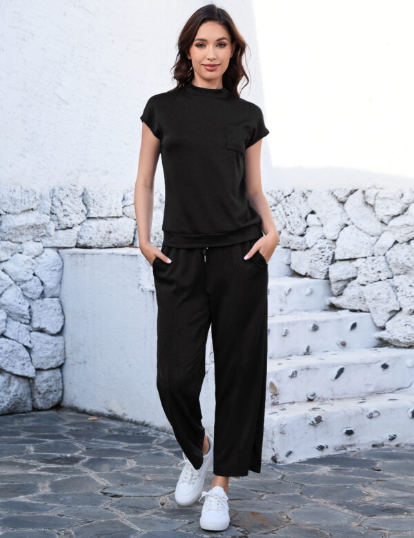 Totatuit Women's 2 Piece Lounge Set Summer Outfits Travel Airport Tracksuit Wide Leg Loungewear - Image 5