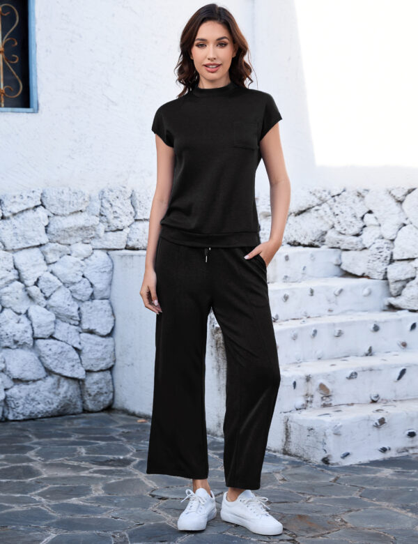 Totatuit Women's 2 Piece Lounge Set Summer Outfits Travel Airport Tracksuit Wide Leg Loungewear - Image 6