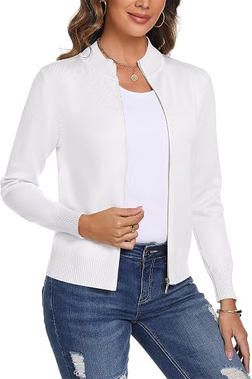 Totatuit Womens Long Sleeve Knitted Zip Up Sweater Cardigans Sweaters Lightweight Zipper Sweatshirts Jacket - 图片 3